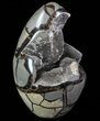 Polished Septarian Geode Sculpture - Black Crystals #73135-1
